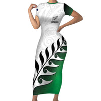Custom New Zealand Football Family Matching Short Sleeve Bodycon Dress and Hawaiian Shirt Go Aotearoa