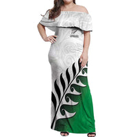 Custom New Zealand Football Off Shoulder Maxi Dress Go Aotearoa LT05 Women Green - Polynesian Pride