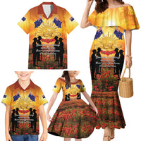 ANZAC Day Family Matching Mermaid Dress and Hawaiian Shirt Remembrance Tribute Soldiers And Poppy Field LT05 - Polynesian Pride