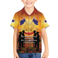 ANZAC Day Family Matching Off Shoulder Maxi Dress and Hawaiian Shirt Remembrance Tribute Soldiers And Poppy Field LT05 Son's Shirt Orange - Polynesian Pride