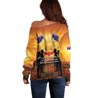 ANZAC Day Off Shoulder Sweater Remembrance Tribute Soldiers And Poppy Field LT05 - Polynesian Pride