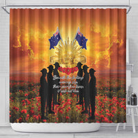 ANZAC Day Shower Curtain Remembrance Tribute Soldiers And Poppy Field LT05 - Polynesian Pride