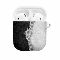 Hawaii Hibiscus Flowers AirPods Case Grayscale Polynesian Pattern
