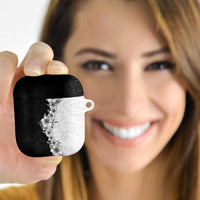 Hawaii Hibiscus Flowers AirPods Case Grayscale Polynesian Pattern