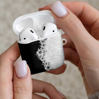 Hawaii Hibiscus Flowers AirPods Case Grayscale Polynesian Pattern