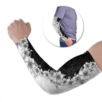 Hawaii Hibiscus Flowers Arm Sleeves Grayscale Polynesian Pattern