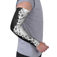Hawaii Hibiscus Flowers Arm Sleeves Grayscale Polynesian Pattern