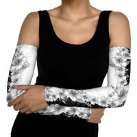Hawaii Hibiscus Flowers Arm Sleeves Grayscale Polynesian Pattern