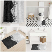 Hawaii Hibiscus Flowers Bathroom Set Grayscale Polynesian Pattern