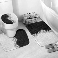 Hawaii Hibiscus Flowers Bathroom Set Grayscale Polynesian Pattern