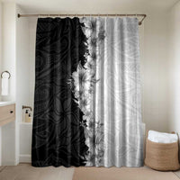 Hawaii Hibiscus Flowers Bathroom Set Grayscale Polynesian Pattern