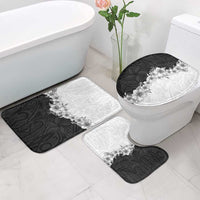 Hawaii Hibiscus Flowers Bathroom Set Grayscale Polynesian Pattern