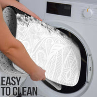 Hawaii Hibiscus Flowers Bathroom Set Grayscale Polynesian Pattern