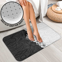 Hawaii Hibiscus Flowers Bathroom Set Grayscale Polynesian Pattern