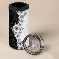 Hawaii Hibiscus Flowers 4 in 1 Can Cooler Tumbler Grayscale Polynesian Pattern LT05 - Polynesian Pride