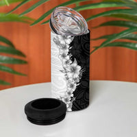 Hawaii Hibiscus Flowers 4 in 1 Can Cooler Tumbler Grayscale Polynesian Pattern LT05 - Polynesian Pride