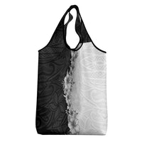 Hawaii Hibiscus Flowers Grocery Bag Grayscale Polynesian Pattern LT05 - Polynesian Pride