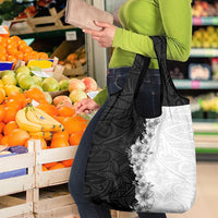 Hawaii Hibiscus Flowers Grocery Bag Grayscale Polynesian Pattern LT05 - Polynesian Pride