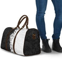 Hawaii Hibiscus Flowers Travel Bag Grayscale Polynesian Pattern