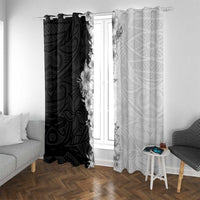 Hawaii Hibiscus Flowers Window Curtain Grayscale Polynesian Pattern LT05 With Grommets Black - Polynesian Pride