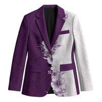 Hawaii Hibiscus Flowers Blazer Purple Polynesian Pattern