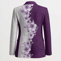 Hawaii Hibiscus Flowers Blazer Purple Polynesian Pattern