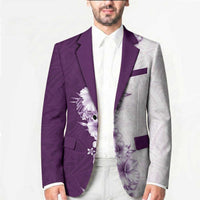 Hawaii Hibiscus Flowers Blazer Purple Polynesian Pattern