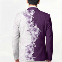 Hawaii Hibiscus Flowers Blazer Purple Polynesian Pattern