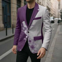 Hawaii Hibiscus Flowers Blazer Purple Polynesian Pattern