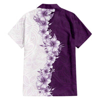 Hawaii Hibiscus Flowers Family Matching Tank Maxi Dress and Hawaiian Shirt Purple Polynesian Pattern LT05 - Polynesian Pride
