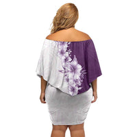 Hawaii Hibiscus Flowers Off Shoulder Short Dress Purple Polynesian Pattern LT05 - Polynesian Pride