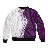 Hawaii Hibiscus Flowers Sleeve Zip Bomber Jacket Purple Polynesian Pattern LT05 - Polynesian Pride