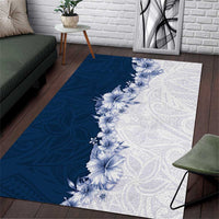 Hawaii Hibiscus Flowers Area Rug Blue Polynesian Pattern LT05 Blue - Polynesian Pride