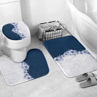 Hawaii Hibiscus Flowers Bathroom Set Blue Polynesian Pattern