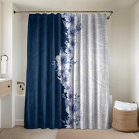 Hawaii Hibiscus Flowers Bathroom Set Blue Polynesian Pattern