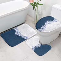 Hawaii Hibiscus Flowers Bathroom Set Blue Polynesian Pattern