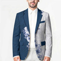 Hawaii Hibiscus Flowers Blazer Blue Polynesian Pattern