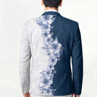 Hawaii Hibiscus Flowers Blazer Blue Polynesian Pattern