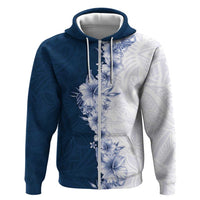Hawaii Hibiscus Flowers Hoodie Blue Polynesian Pattern LT05 Zip Hoodie Blue - Polynesian Pride
