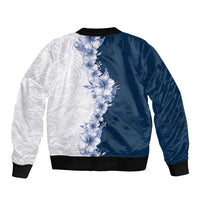 Hawaii Hibiscus Flowers Sleeve Zip Bomber Jacket Blue Polynesian Pattern LT05 - Polynesian Pride