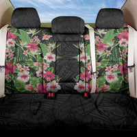 Hawaii Tropical Flowers Back Car Seat Cover Black Polynesian Tattoo Art