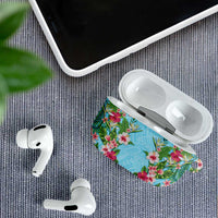 Hawaii Tropical Flowers AirPods Case Sky Blue Polynesian Tattoo Art