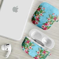 Hawaii Tropical Flowers AirPods Case Sky Blue Polynesian Tattoo Art