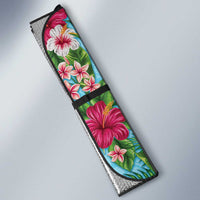 Hawaii Tropical Flowers Auto Sun Shade Sky Blue Polynesian Tattoo Art