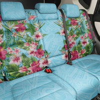 Hawaii Tropical Flowers Back Car Seat Cover Sky Blue Polynesian Tattoo Art