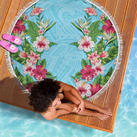 Hawaii Tropical Flowers Beach Blanket Sky Blue Polynesian Tattoo Art LT05 - Polynesian Pride