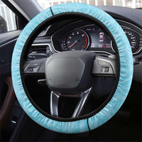 Hawaii Tropical Flowers Steering Wheel Cover Sky Blue Polynesian Tattoo Art