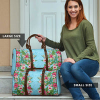 Hawaii Tropical Flowers Travel Bag Sky Blue Polynesian Tattoo Art LT05 - Polynesian Pride