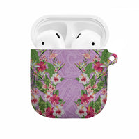 Hawaii Tropical Flowers AirPods Case Lavender Polynesian Tattoo Art