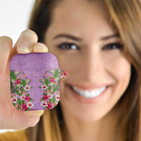 Hawaii Tropical Flowers AirPods Case Lavender Polynesian Tattoo Art
